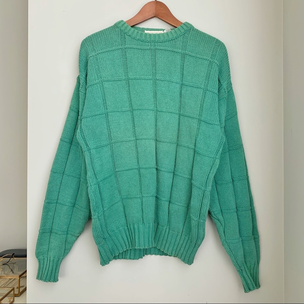 Vintage 100% fine cotton green sweater